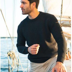 Long Wharf Supply Co. Mens Montauk SeaWell Crew Sweater Size XL Navy Blue NEW